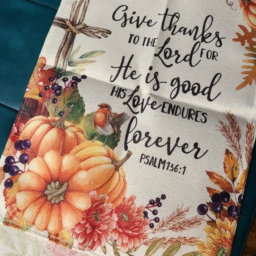 Fall Table Runner Christian Cross Decor Decorative Cloth Autumn Decoration 13x72